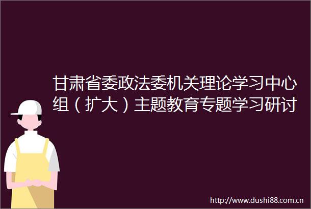 甘肃省委政法委机关理论学习中心组（扩大）主题教育专题学习研讨会议召开