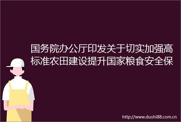 国务院办公厅印发关于切实加强高标准农田建设提升粮食安全保障能力的意见