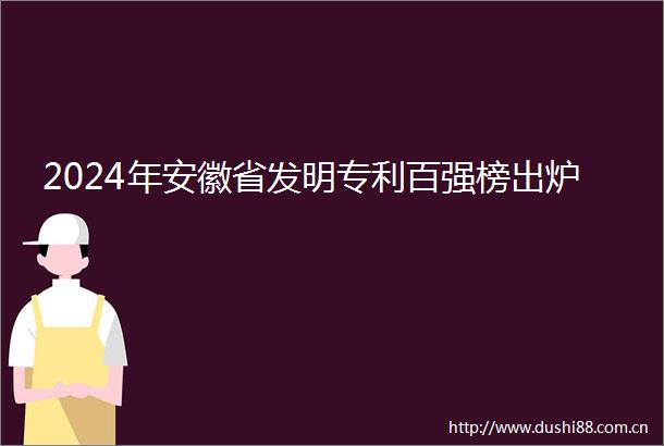 2024年安徽省发明专利百强榜出炉