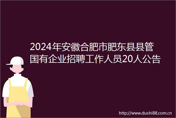 2024年安徽合肥市肥东县县管国有企业招聘工作人员20人公告