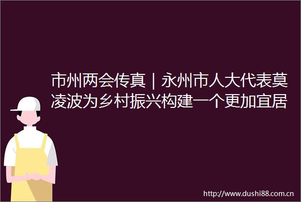 市州两会传真｜永州市人大代表莫凌波为乡村振兴构建一个更加宜居宜业的农业产业平台
