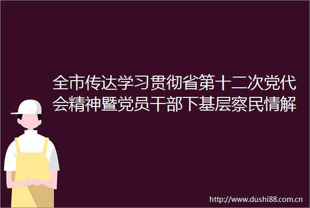 全市传达学习贯彻省第十二次党代会精神暨党员下基层察民情解民忧暖民心实践活动推进会召开
