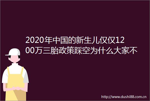 2020年的新生儿仅仅1200万三胎政策踩空为什么大家不敢生