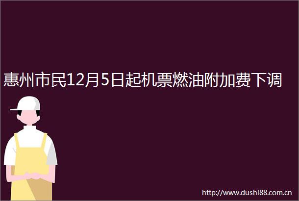 惠州市民12月5日起机票燃油附加费下调