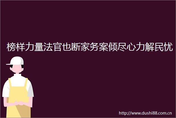 榜样力量也断家务案倾尽心力解民忧