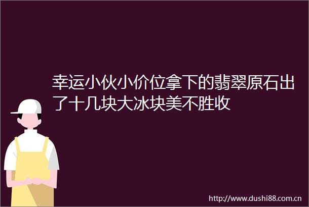 幸运小伙小价位拿下的翡翠原石出了十几块大冰块美不胜收