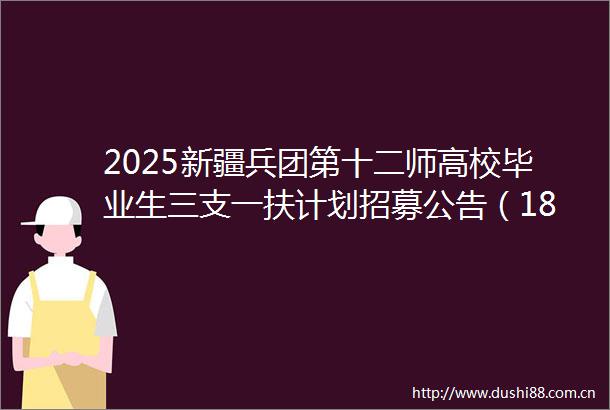 2025新疆兵团第十二师高校毕业生三支一扶计划招募公告（18人）