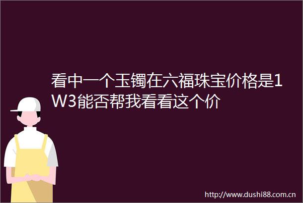 看中一个玉镯在六福珠宝价格是1W3能否帮我看看这个价