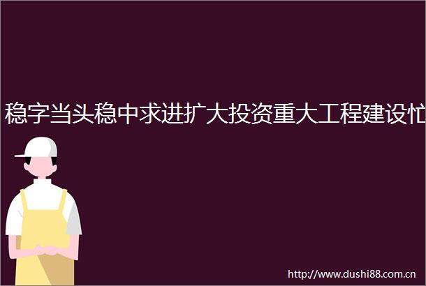 稳字当头稳中求进扩大投资重大工程建设忙