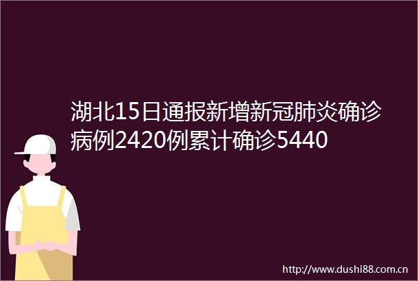 湖北15日通报新增新冠肺炎确诊病例2420例累计确诊54406例累计治愈出院4774例
