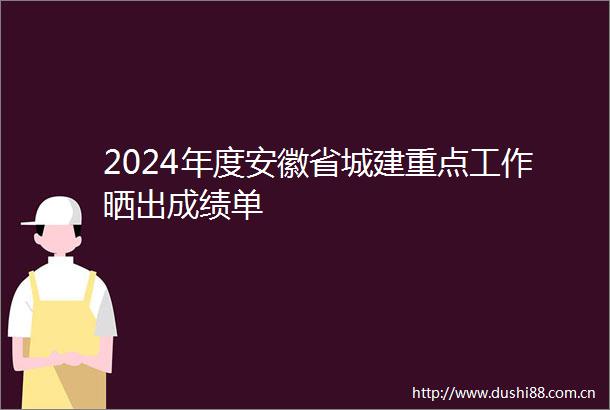 2024年度安徽省城建重点工作晒出成绩单