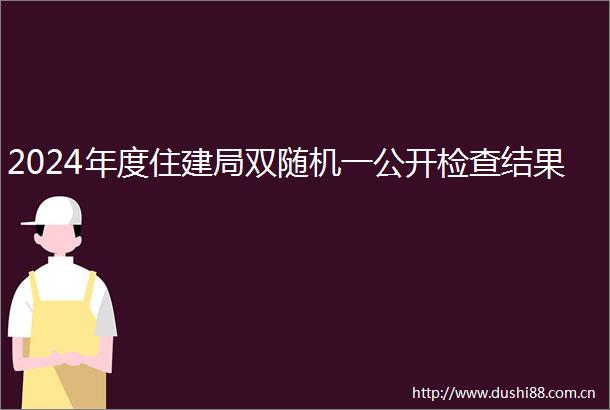2024年度住建局双随机一公开检查结果