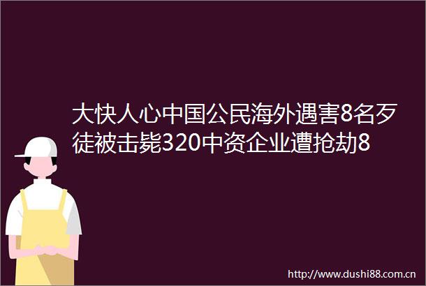 大快人心公民海外遇害8名歹徒被击毙320中资企业遭抢劫8名同胞遇害身亡