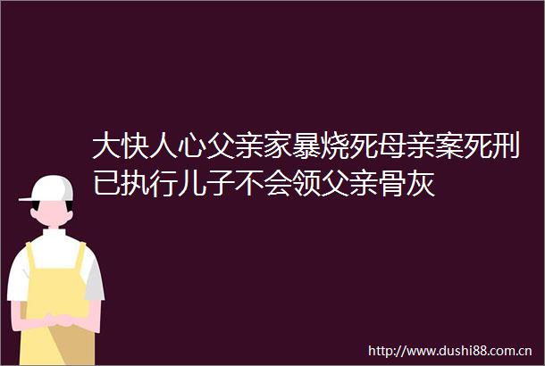 大快人心父亲家暴烧死母亲案死刑已执行儿子不会领父亲骨灰