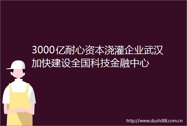 3000亿耐心资本浇灌企业武汉加快建设全国科技金融中心