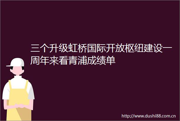 三个升级虹桥国际开放枢纽建设一周年来看青浦成绩单