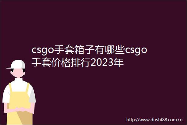 csgo手套箱子有哪些csgo手套价格排行2023年