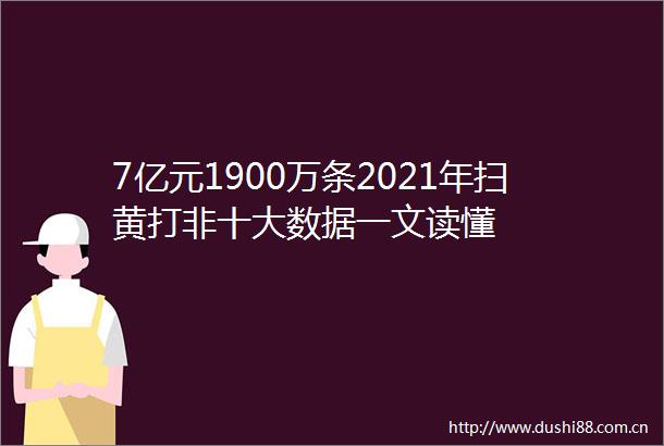 7亿元1900万条2021年打非十大数据一文读懂