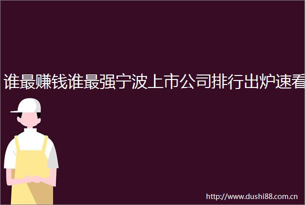谁最赚钱谁最强宁波上市公司排行出炉速看