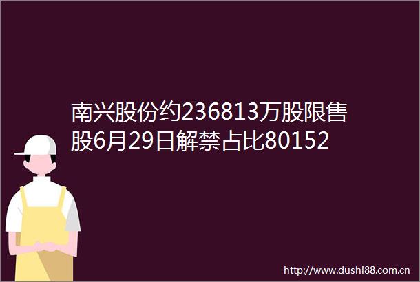 南兴股份约236813万股限售股6月29日解禁占比80152