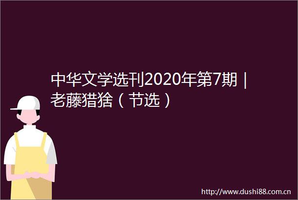 中华文学选刊2020年第7期｜老藤猎猞（节选）