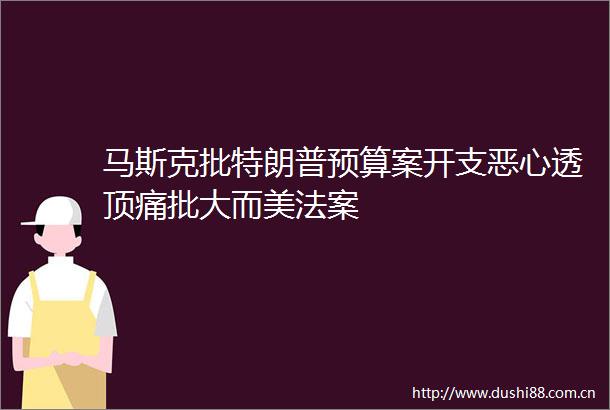 马斯克批特朗普预算案开支恶心透顶痛批大而美法案