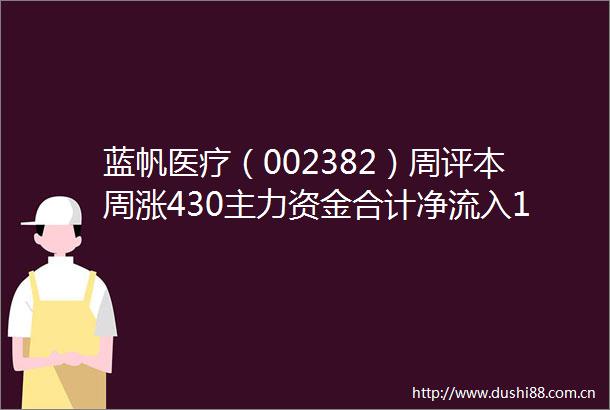 蓝帆医疗（002382）周评本周涨430主力资金合计净流入127470万元