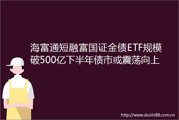 海富通短融富国证金债ETF规模破500亿下半年债市或震荡向上