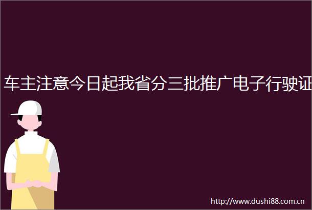 车主注意今日起我省分三批推广电子行驶证