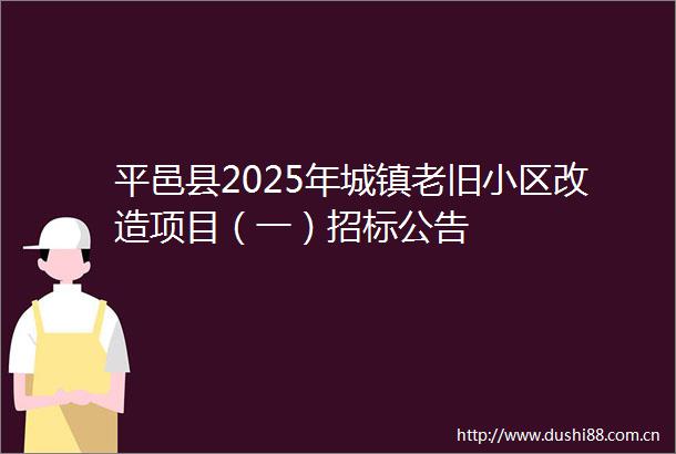 平邑县2025年城镇老旧小区改造项目（一）招标公告