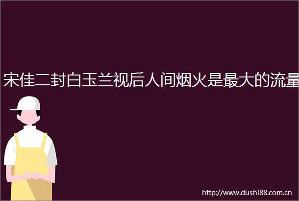 宋佳二封白玉兰视后人间烟火是最大的流量