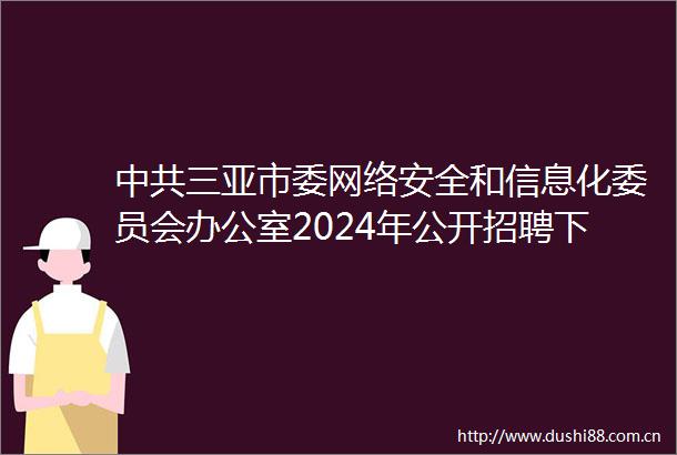 三亚市委网络安全和信息化委员会办公室2024年公开招聘下属事业单位工作人员公告（第5号）