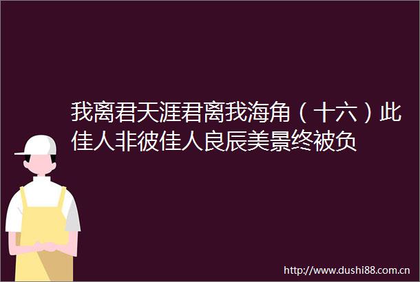 我离君天涯君离我海角（十六）此佳人非彼佳人良辰美景终被负