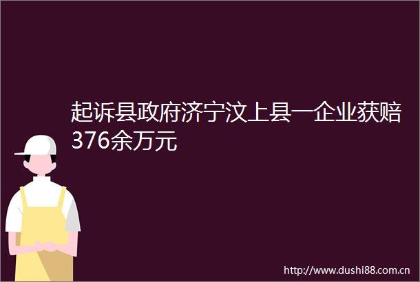 起诉县济宁汶上县一企业获赔376余万元