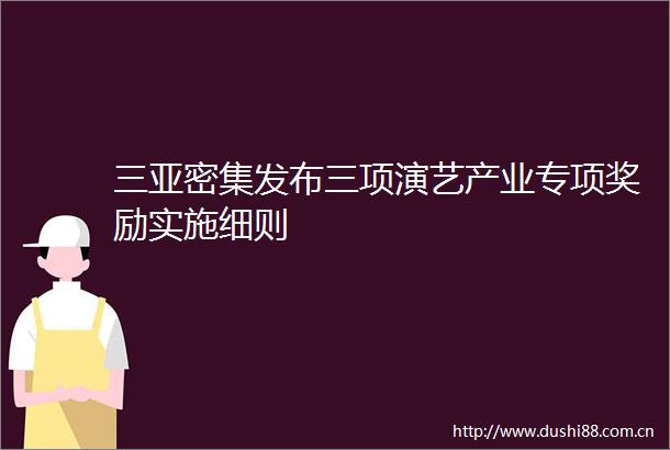 三亚密集发布三项演艺产业专项奖励实施细则
