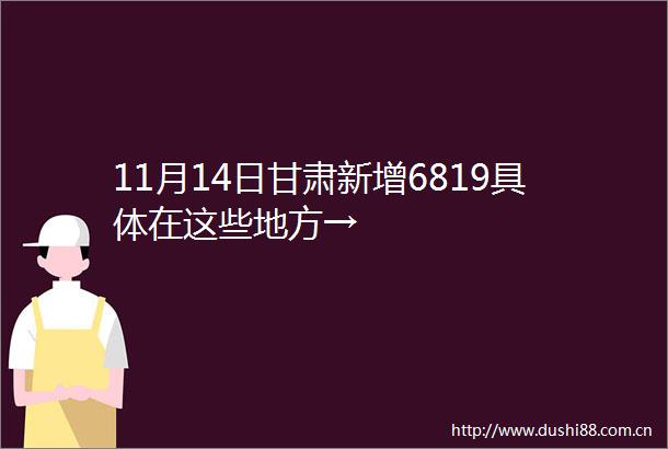 11月14日甘肃新增6819具体在这些地方→