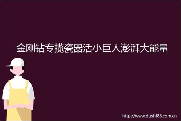 金刚钻专揽瓷器活小巨人澎湃大能量