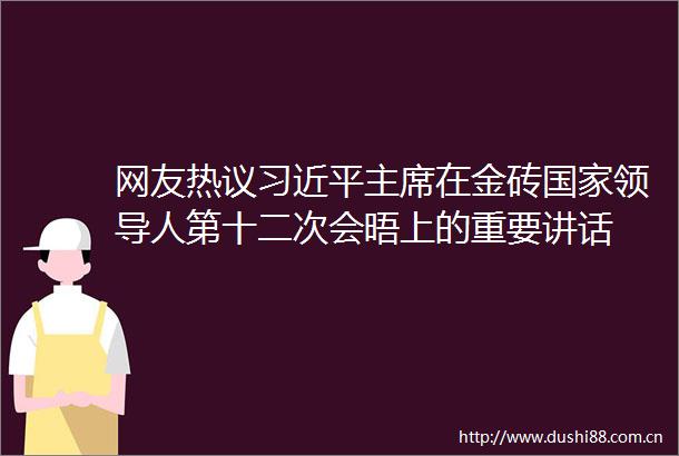 网友热议在金砖人第十二次会晤上的重要讲话