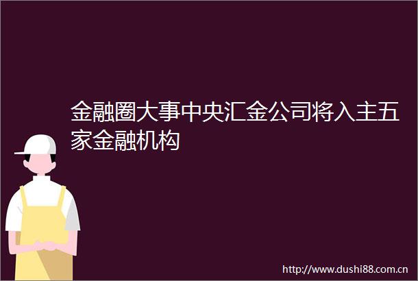 金融圈大事中央汇金公司将入主五家金融机构