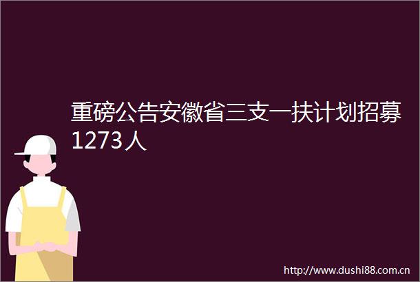 重磅公告安徽省三支一扶计划招募1273人