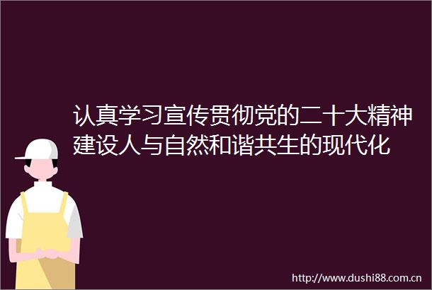 认真学习宣传贯彻党的二十大精神建设人与自然和谐共生的现代化