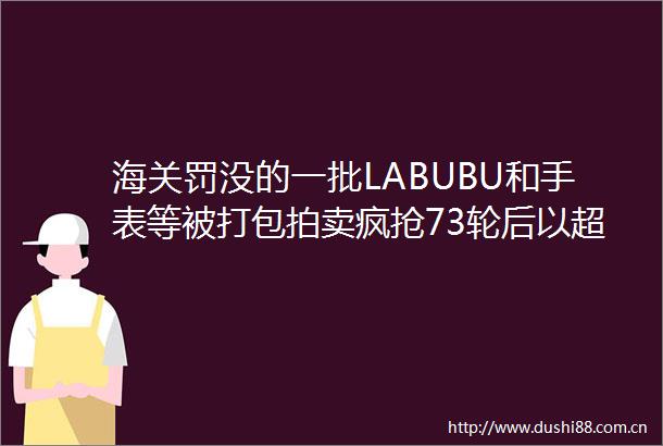 海关罚没的一批LABUBU和手表等被打包拍卖疯抢73轮后以超19万元成交（红星新闻）