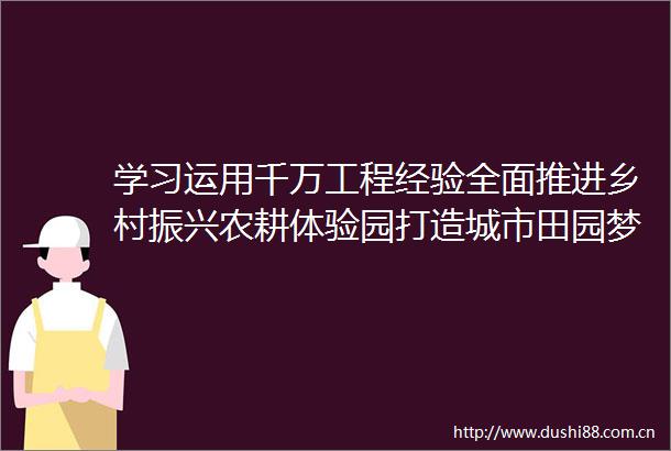学习运用千万工程经验全面推进乡村振兴农耕体验园打造城市田园梦