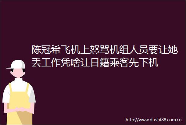 陈冠希飞机上怒骂机组人员要让她丢工作凭啥让日籍乘客先下机