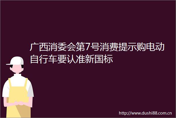 广西消委会第7号消费提示购电动自行车要认准新国标