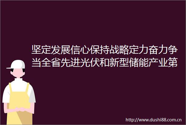 坚定发展信心保持战略定力奋力争当全省先进光伏和新型储能产业第一城