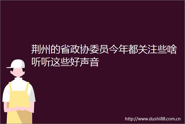 荆州的省政协委员今年都关注些啥听听这些好声音