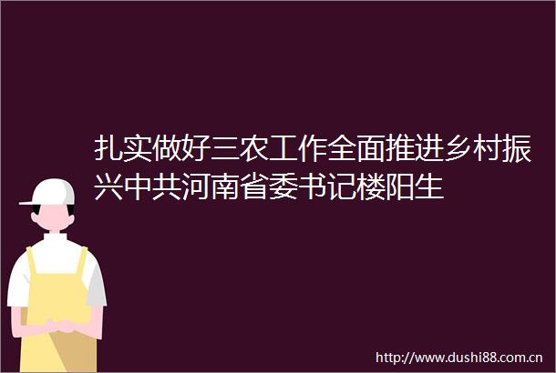 扎实做好三农工作全面推进乡村振兴河南省委书记楼阳生