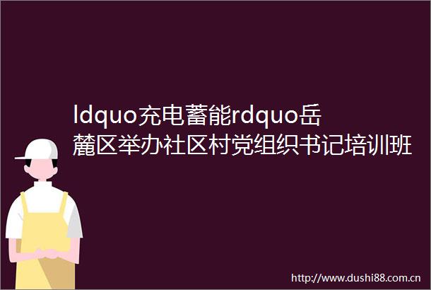 ldquo充电蓄能rdquo岳麓区举办社区村党组织书记培训班