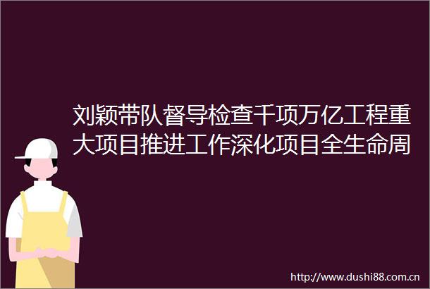 刘颖带队督导检查千项万亿工程重大项目推进工作深化项目全生命周期服务管理全力推动重大项目早建成早投用